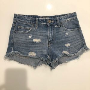 Free People Distressed Wash Denim Shorts